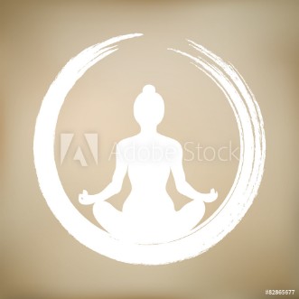 Bild på Vector Woman Doing Yoga with Zen Circle